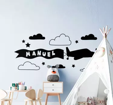 Wandtattoo Kinderzimmer flugzeug mit banner - TenStickers