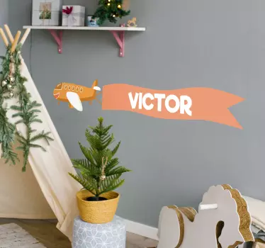 Wandtattoo kinderzimmer flugzeug mit namen - TenStickers
