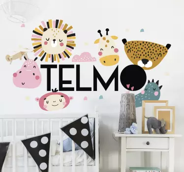 Wandtattoo Kinderzimmer freundliche tiergesichter - TenStickers