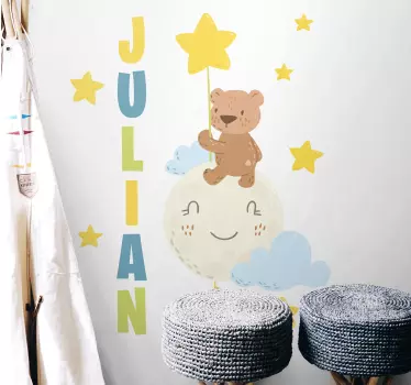 Wandtattoo Kinderzimmer benutzerdefinierter bärenballon - TenStickers