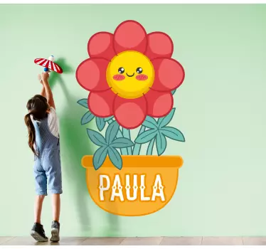 Wandtattoo kinderzimmer fröhlicher blütenbehälter - TenStickers