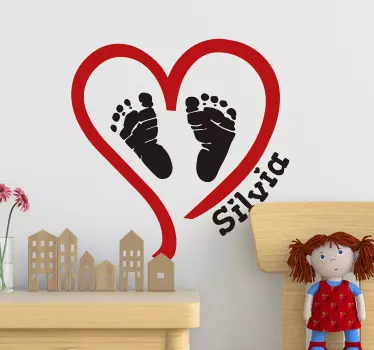 Wandtattoo kinderzimmer fußabdrücke im herzen - TenStickers