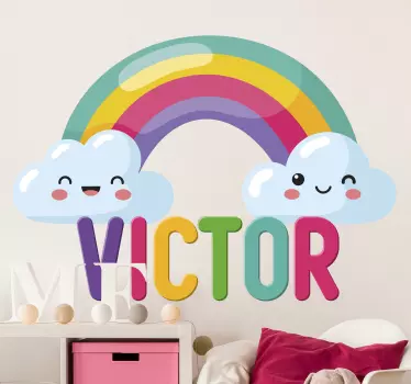 Wandtattoo kinderzimmer glückliche regenbogenwolken - TenStickers