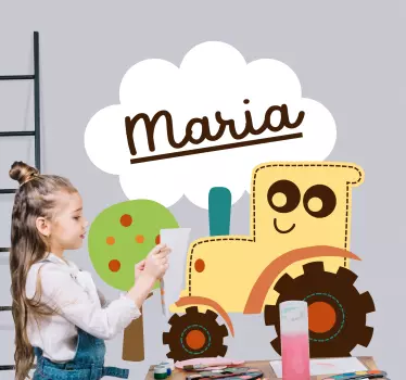 Wandtattoo kinderzimmer glückliche traktor szene - TenStickers