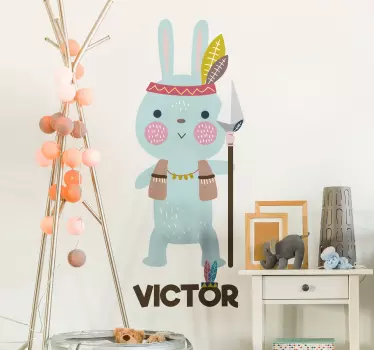 Wandtattoo Kinderzimmer glückliches, tapferes häschen - TenStickers