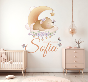 Wandtattoo baby bär und mond mit namen - TenStickers
