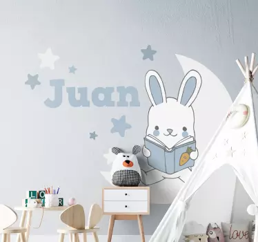 Wandtattoo kinderzimmer hase beim lesen - TenStickers