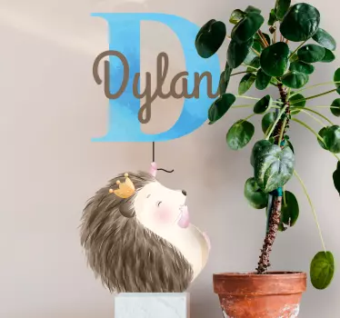 Wandtattoo Kinderzimmer igel personalisierter name - TenStickers