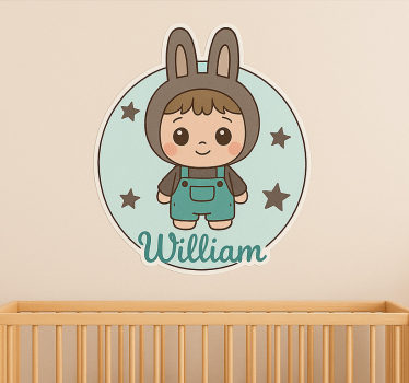 Wandtattoo Kinderzimmer kaninchenpuppe mit namen - TenStickers