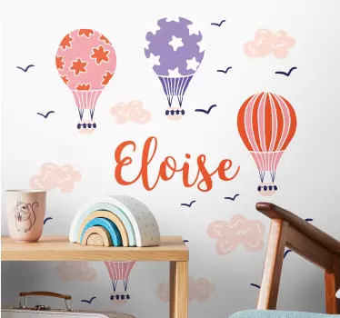 Wandtattoo Kinderzimmer lebendige luftballons mit namen - TenStickers