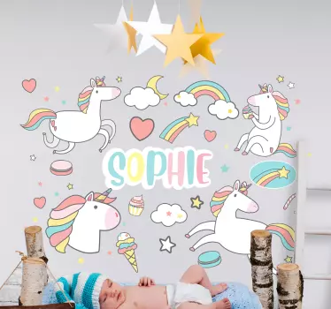 Wandtattoo kinderzimmer lebendiges einhorn konzept - TenStickers