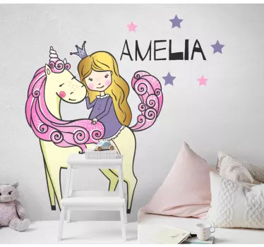 Wandtattoo kinderzimmer mädchen und einhorn - TenStickers