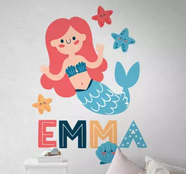 Wandtattoo kinderzimmer meerjungfrau illustration - TenStickers