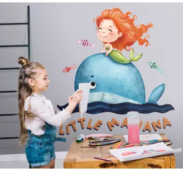 Wandtattoo kinderzimmer meerjungfrau und wal - TenStickers