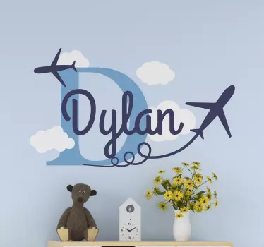 Wandtattoo kinderzimmer mit individuellem flugzeugnamen - TenStickers