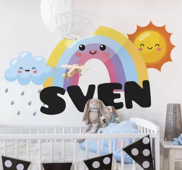 Wandtattoo kinderzimmer mit verspielter regenbogenszene - TenStickers