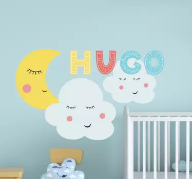 Wandtattoo kinderzimmer mond- und wolkenszene - TenStickers