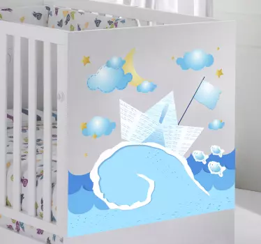 Wandtattoo Kinderzimmer Papierschiff - TenStickers