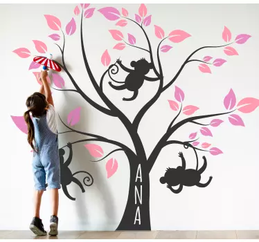 Wandtattoo kinderzimmer personalisierte baumaffen - TenStickers