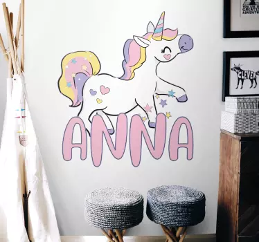 Wandtattoo kinderzimmer personalisierte einhornkreation - TenStickers