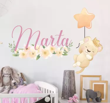 Wandtattoo baby mit personalisiertem löwenballon - TenStickers