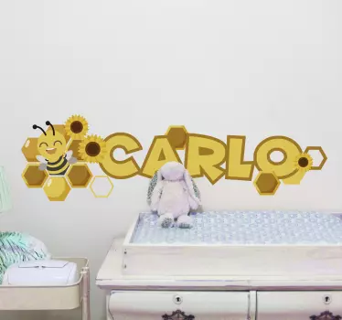 Wandtattoo Kinderzimmer personalisierter name mit biene - TenStickers