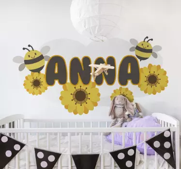 Wandtattoo Kinderzimmer personalisierter name mit bienen - TenStickers