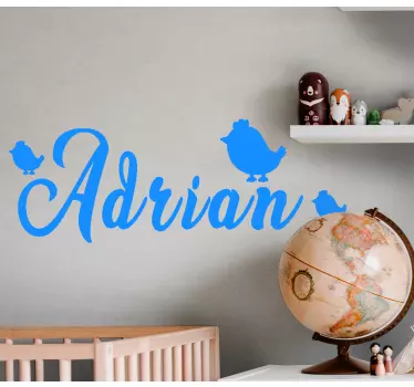 Wandtattoo kinderzimmer personalisierter name mit vögeln - TenStickers