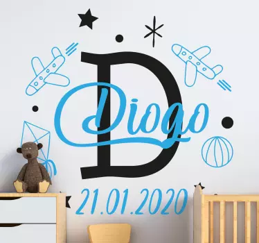 Wandtattoo Kinderzimmer personalisiertes flugzeugthema - TenStickers