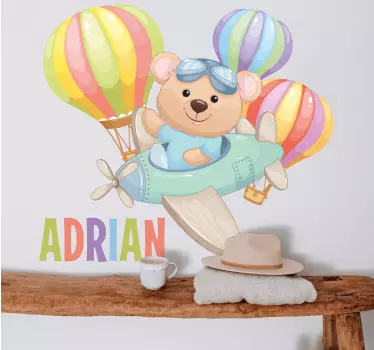Wandtattoo Kinderzimmer pilot bär abenteuer - TenStickers