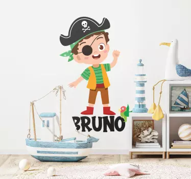 Kinderzimmer Wandtattoo mit Kinderpirat und personalisierten Name - TenStickers