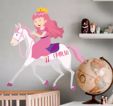 Wandtattoo kinderzimmer prinzessin auf einhorn mit namen - TenStickers