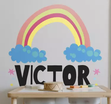 Wandtattoo kinderzimmer regenbogenwolke name - TenStickers