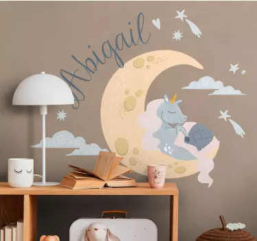 Wandtattoo Kinderzimmer schlafender einhornmond - TenStickers