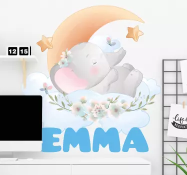 Wandtattoo kinderzimmer schlafender elefant design - TenStickers