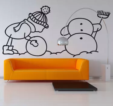 Wandtattoo Kinderzimmer Schneemann bauen - TenStickers