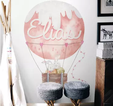 Wandtattoo Kinderzimmer benutzerdefinierter rosa luftballon - TenStickers