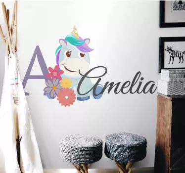 Wandtattoo baby einhorn mit namen - TenStickers