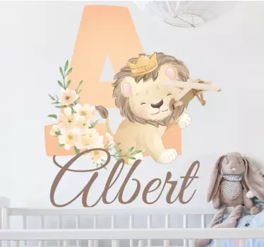 Wandtattoo kinderzimmer floraler löwe mit namen - TenStickers