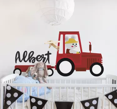 Wandtattoo kinderzimmer süße traktor maus - TenStickers