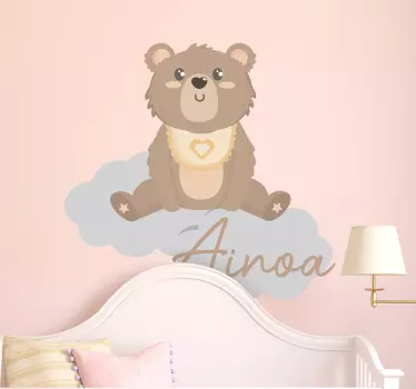 Wandtattoo kinderzimmer süßer bär mit namen - TenStickers