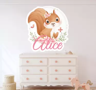 Wandtattoo kinderzimmer eichhörnchen mit namen - TenStickers