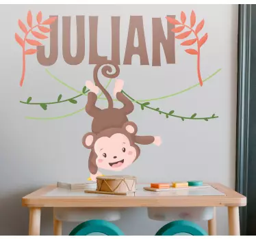 Wandtattoo kinderzimmer süßer hängender affe - TenStickers