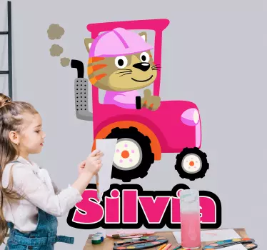 Wandtattoo kinderzimmer süßer katzentraktor - TenStickers