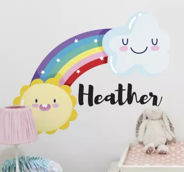Wandtattoo kinderzimmer süßer regenbogen und sonne - TenStickers