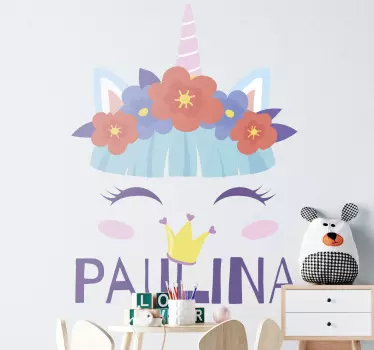 Wandtattoo kinderzimmer süßes einhorn gesicht - TenStickers