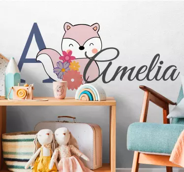 Wandtattoo kinderzimmer fuchs mit namen - TenStickers