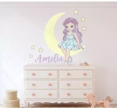 Wandtattoo kinderzimmer süßes mondmädchen - TenStickers