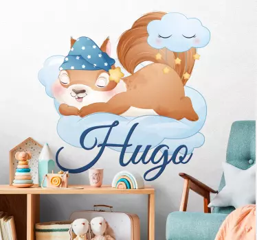Wandtattoo kinderzimmer schlafendes eichhörnchen mit name - TenStickers