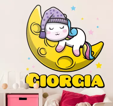 Wandtattoo Kinderzimmer süßes schlafendes einhorn - TenStickers